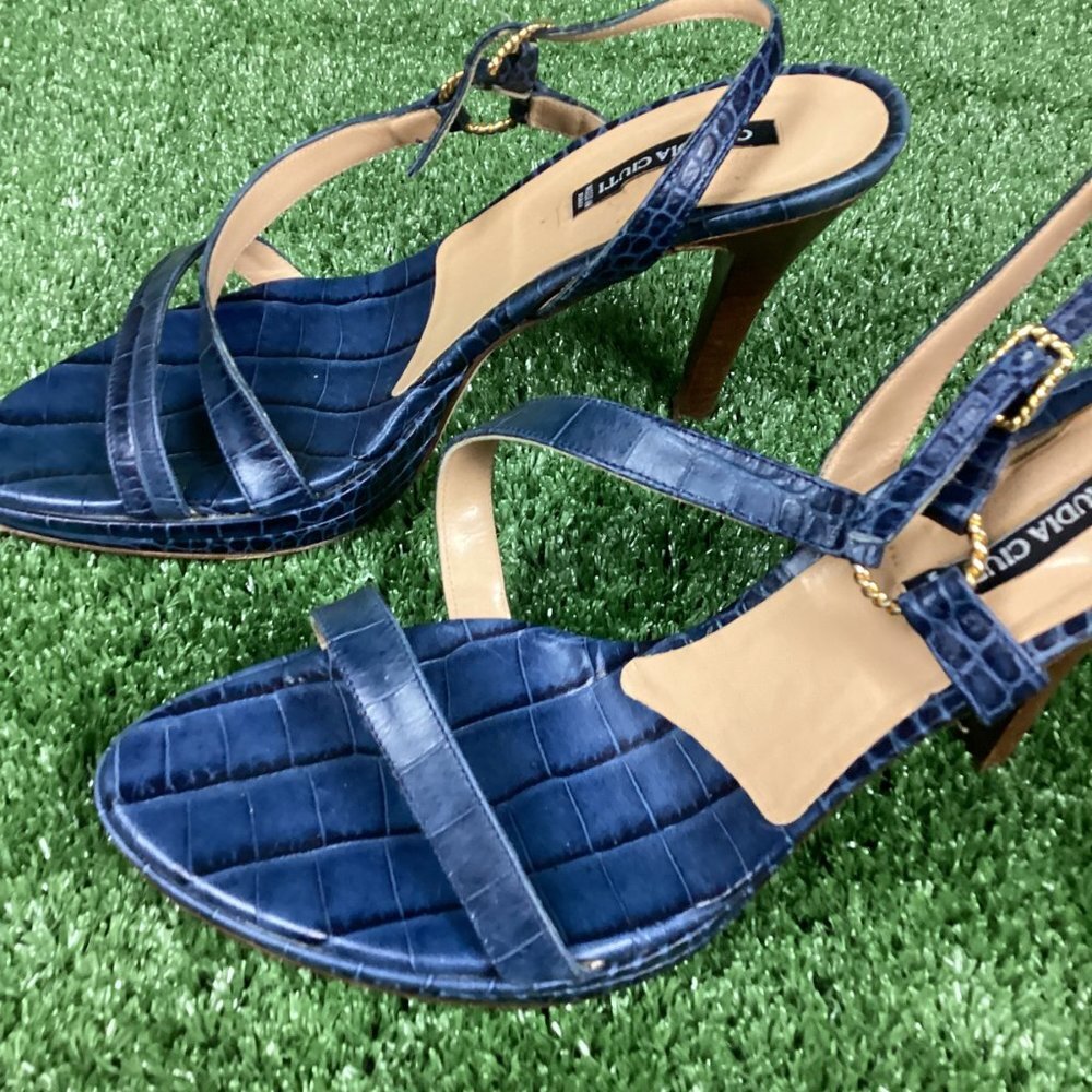 Vintage Claudia Ciuti  Blue Sandal Heel Pumps 10M - Picture 5 of 13